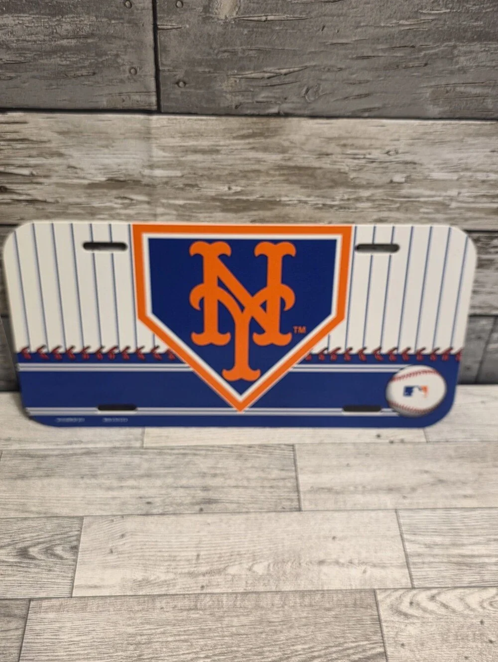 New York Mets Logo Decorative License Plate - Blue & Orange